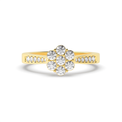 6 Prong Round Yellow Gold Orbit Engagement Rings