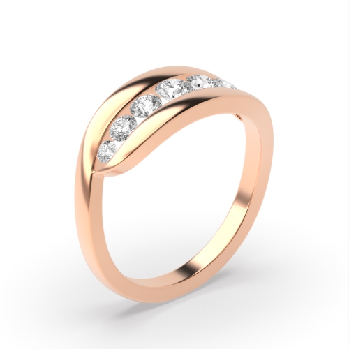 Channel Setting Round Rose Gold Seven Stone Wedding Rings & Bands