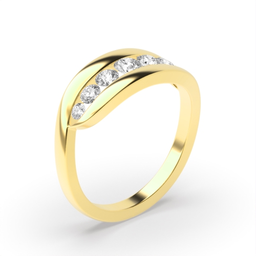 Channel Setting Round Yellow Gold Seven Stone Wedding Rings & Bands