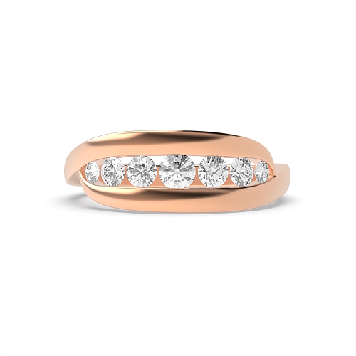 Channel Setting Round Rose Gold Graduating illusion set Diamond Rings