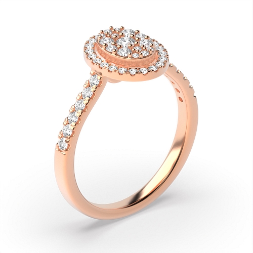 4 Prong Round Rose Gold Oval halo Engagement Rings