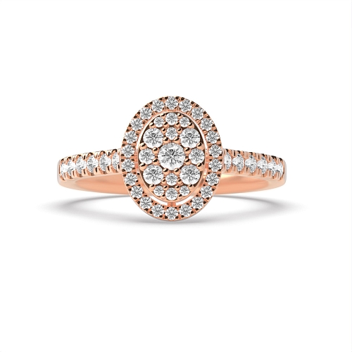 4 Prong Round Rose Gold Oval halo Engagement Rings