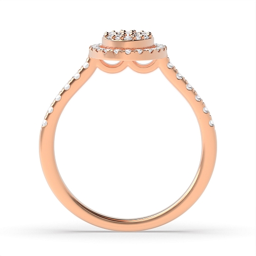 4 Prong Round Rose Gold Oval halo Engagement Rings