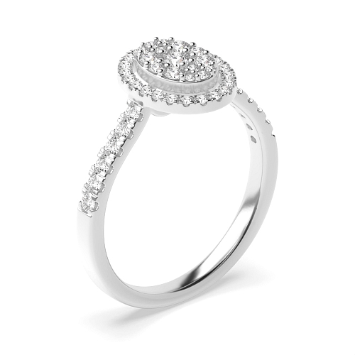 4 Prong Round Oval halo Moissanite Engagement Rings