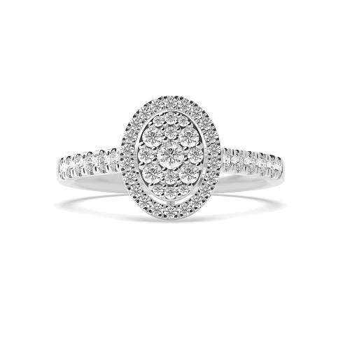 4 Prong Round Oval halo Moissanite Engagement Rings