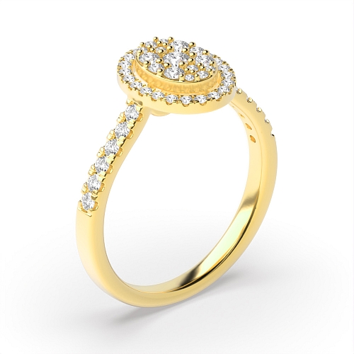 4 Prong Round Yellow Gold Oval halo Engagement Rings