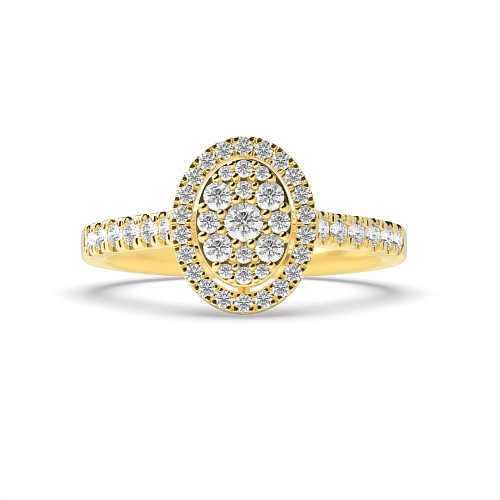 4 Prong Round Yellow Gold Oval halo Engagement Rings