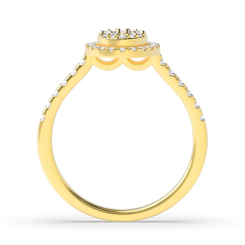 4 Prong Round Yellow Gold Oval halo Engagement Rings