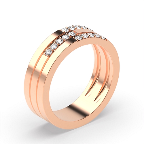 Pave Setting Round Rose Gold 3 row Eternity Diamond Rings