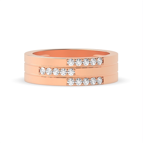 Pave Setting Round Rose Gold 3 row Eternity Diamond Rings