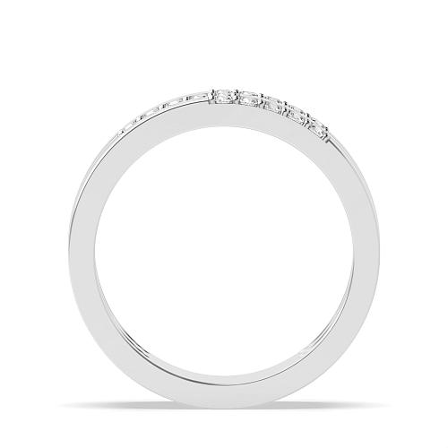 Pave Setting Round White Gold 3 row Diamond Rings