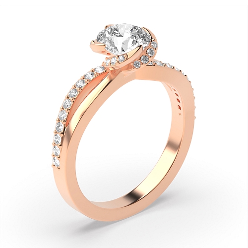 Round Rose Gold Spilt shoulder twisted Engagement Rings