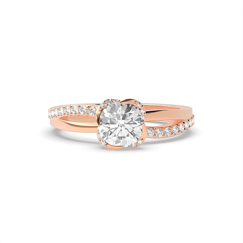 Round Rose Gold Spilt shoulder twisted Engagement Rings