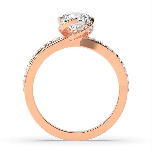 Round Rose Gold Spilt shoulder twisted Engagement Rings