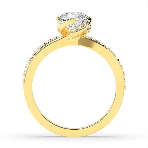 Round Yellow Gold Spilt shoulder twisted Engagement Rings