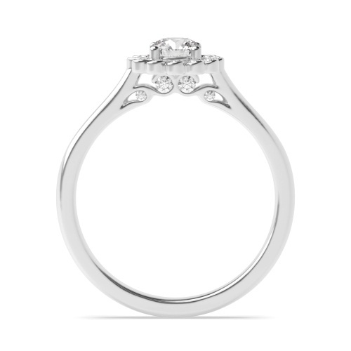 4 Prong Round Maple Leaf Halo Engagement Ring