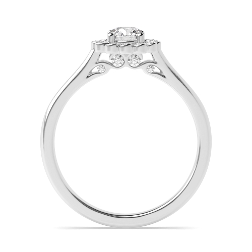 4 Prong Round Flower head Halo Engagement Rings