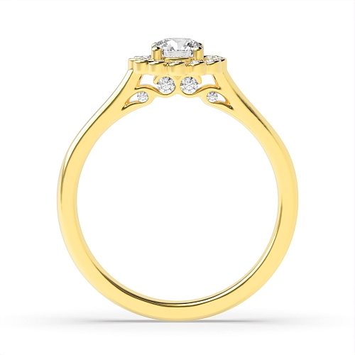 4 Prong Round Yellow Gold Flower head Engagement Rings