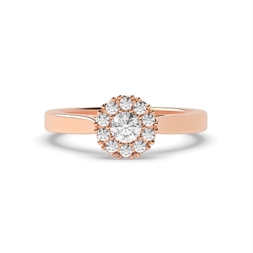 6 Prong Round Rose Gold Cluster Halo Engagement Rings