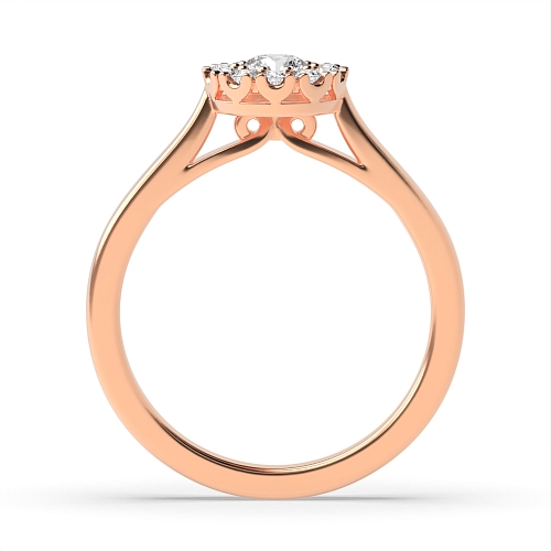 6 Prong Round Rose Gold Cluster Halo Engagement Rings