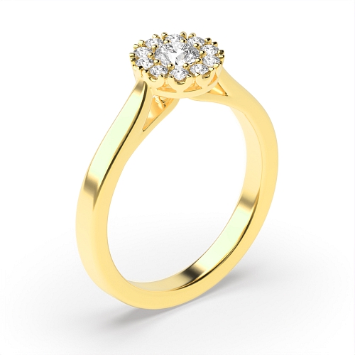 Round Yellow Gold Cluster Engagement Rings