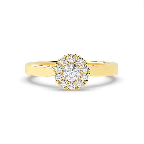 Round Yellow Gold Cluster Engagement Rings