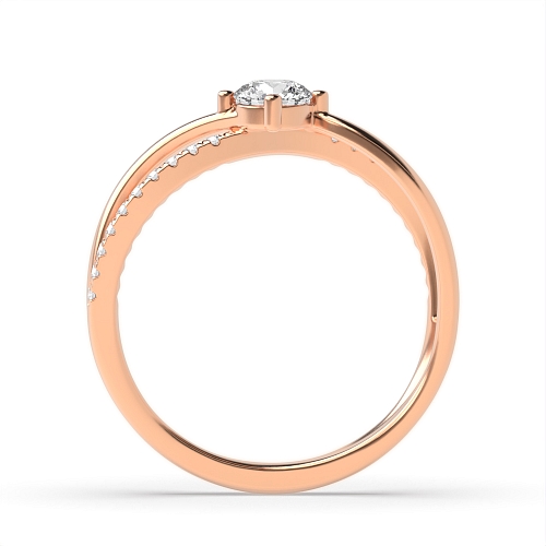 4 Prong Round Rose Gold Unique double curved Unusual Wedding Engagement Rings