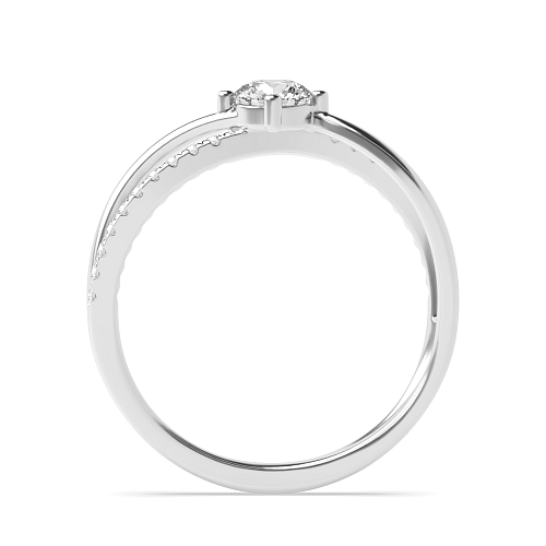 4 Prong Round White Gold Unique double curved Engagement Rings