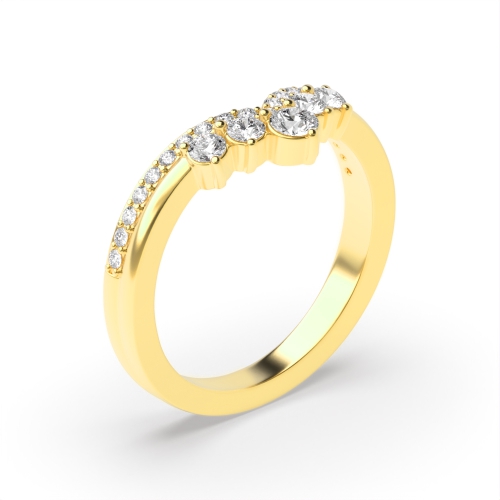 3 Prong Round Yellow Gold Wishbone Engagement Rings