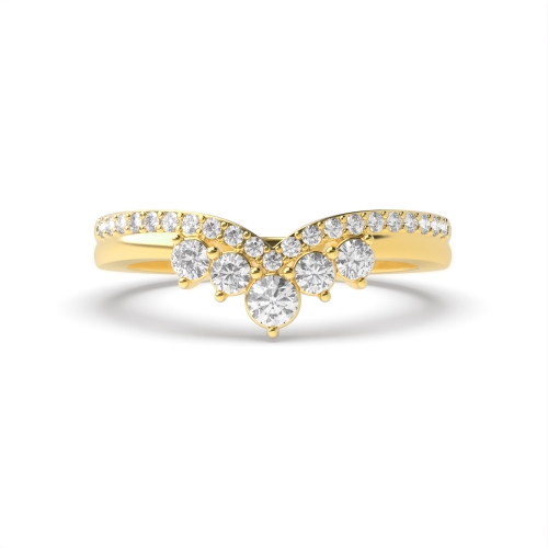 3 Prong Round Yellow Gold Wishbone Engagement Rings