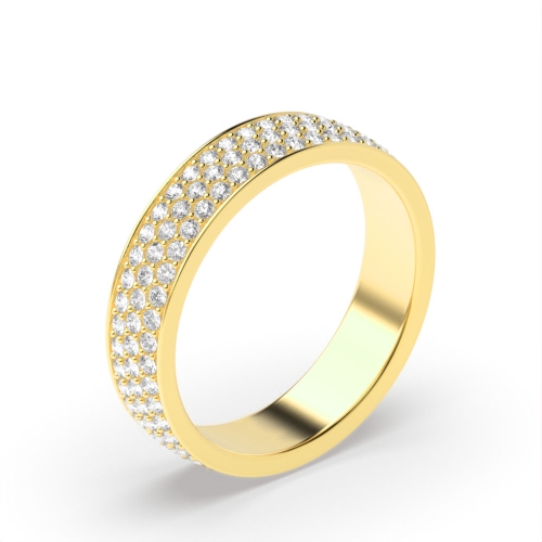Pave Setting Round Yellow Gold Full Eternity Diamond Rings