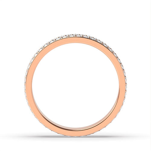 Pave Setting Round Rose Gold 3 row Eternity Diamond Rings