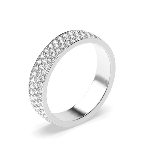 Pave Setting Round White Gold 3 row Full Eternity Diamond Rings