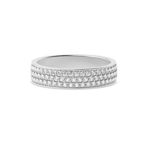 Pave Setting Round White Gold 3 row Full Eternity Diamond Rings