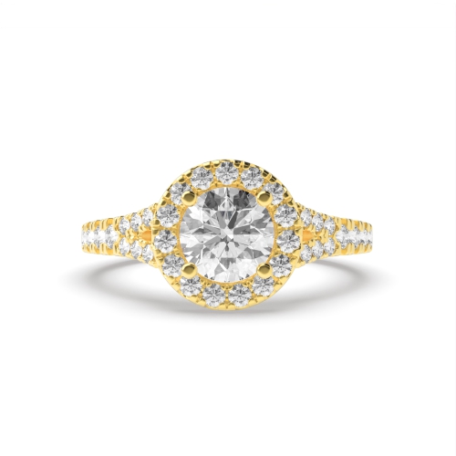 4 Prong Round Yellow Gold Fishtail accented shank Engagement Rings