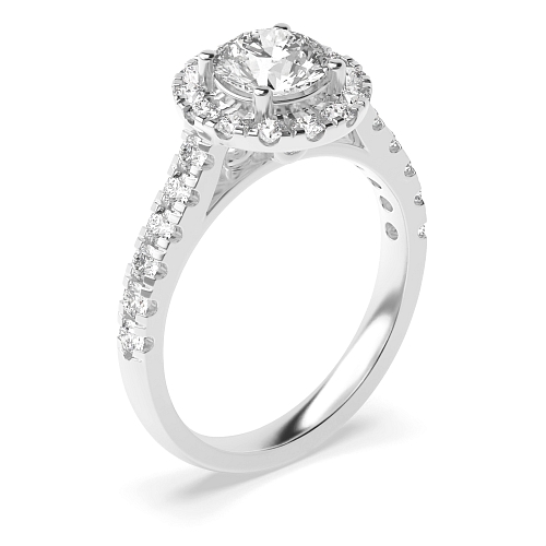4 Prong Round Silver Side stone unique gallery Engagement Rings