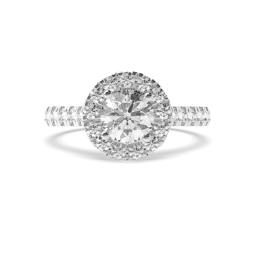 4 Prong Round Silver Side stone unique gallery Engagement Rings