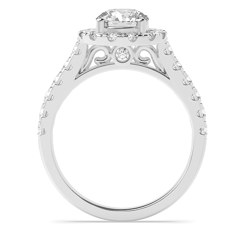 4 Prong Round Silver Side stone unique gallery Engagement Rings