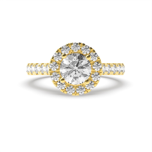 Round Yellow Gold Side stone unique gallery Engagement Rings