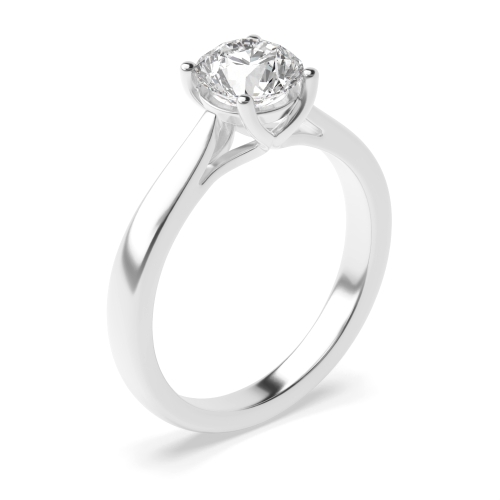 4 Prong Round Platinum Solitaire Diamond Rings