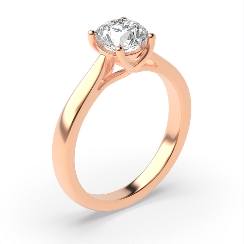 4 Prong Round Rose Gold Raised Set trellis Solitaire Engagement Rings