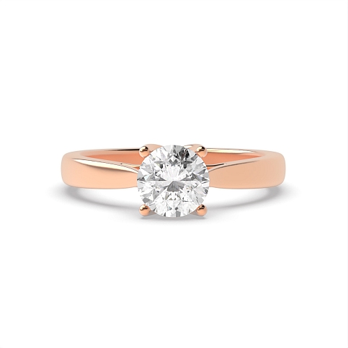 4 Prong Round Rose Gold Raised Set trellis Solitaire Engagement Rings