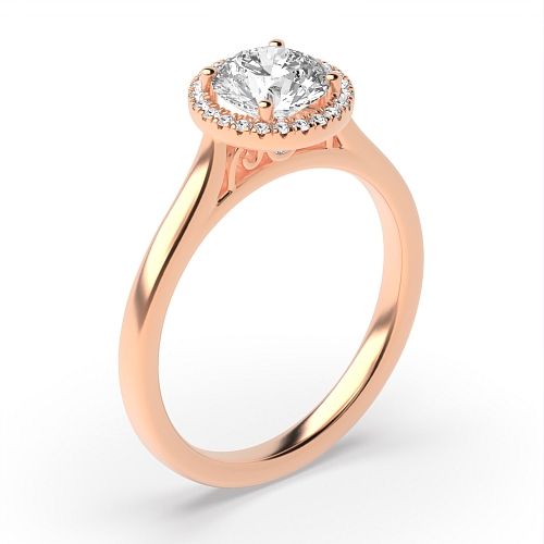 Round Rose Gold High set Halo Engagement Rings
