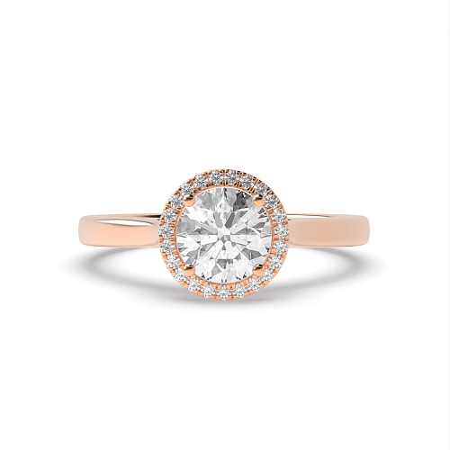 Round Rose Gold High set Halo Engagement Rings