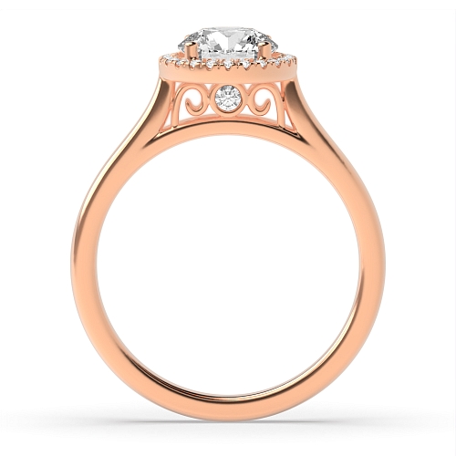 Round Rose Gold High set Halo Engagement Rings