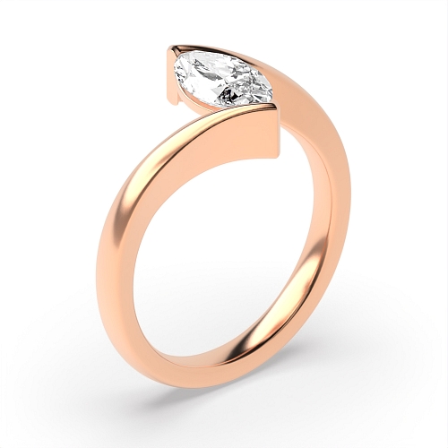 Marquise Rose Gold Twisted shoulder Solitaire Engagement Rings