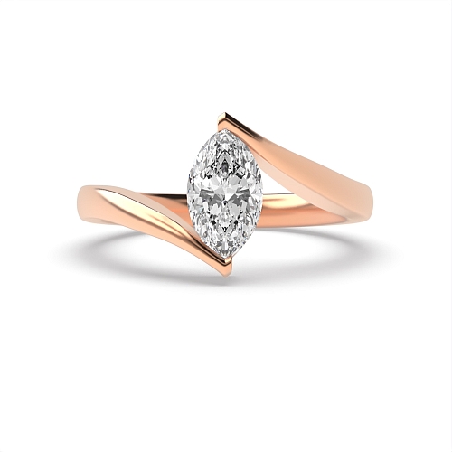Marquise Rose Gold Twisted shoulder Solitaire Engagement Rings