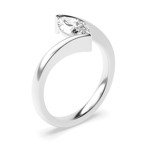 Channel Setting Marquise Twisted Shoulder Solitaire Engagement Ring