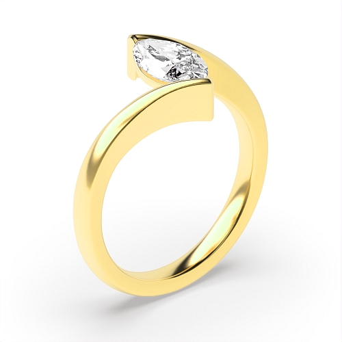 Channel Setting Marquise Yellow Gold Solitaire Engagement Ring