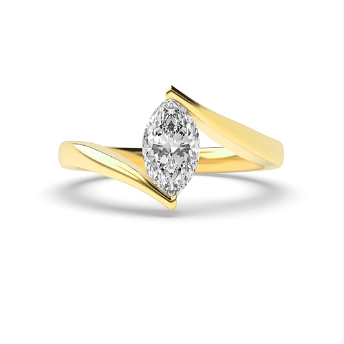 Channel Setting Marquise Yellow Gold Solitaire Engagement Ring